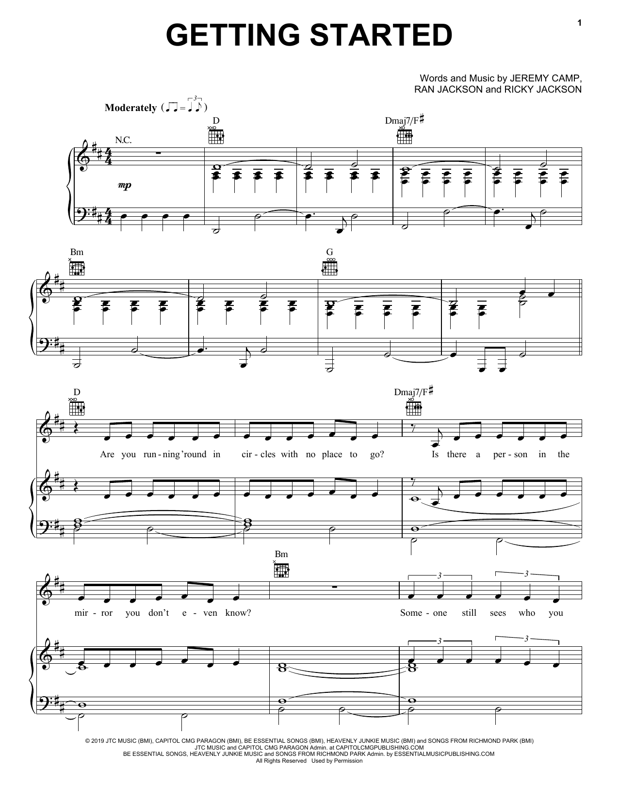 Jeremy Camp Getting Started Sheet Music