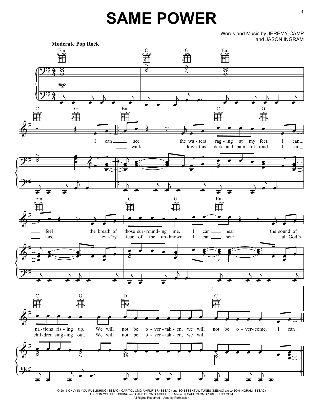 Jeremy Camp Same Power Sheet Music