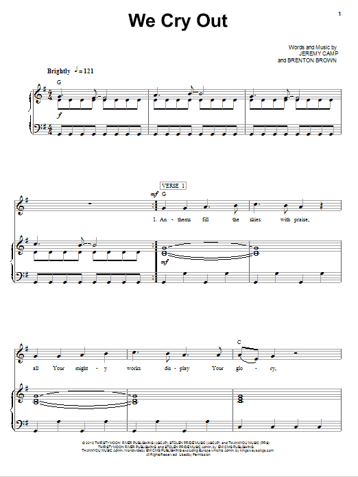 Jeremy Camp We Cry Out Sheet Music