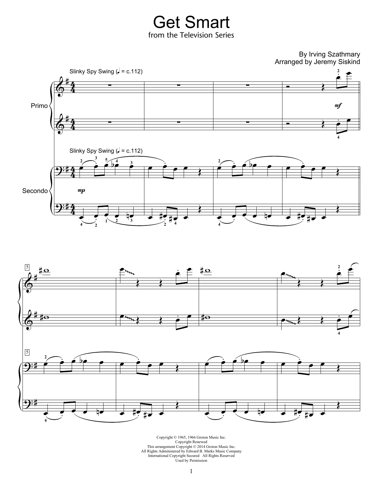 Jeremy Siskind Get Smart Sheet Music