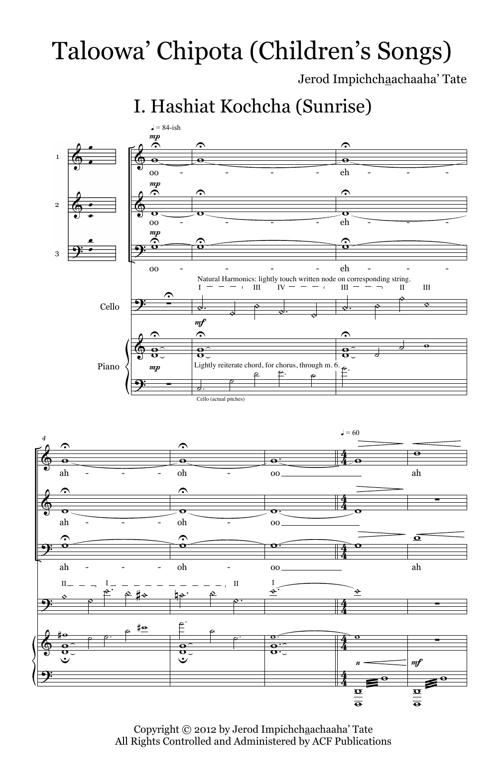 Jerod Impichchaachaaha' Tate Taloowa' Chipota (Children's Songs) Sheet Music