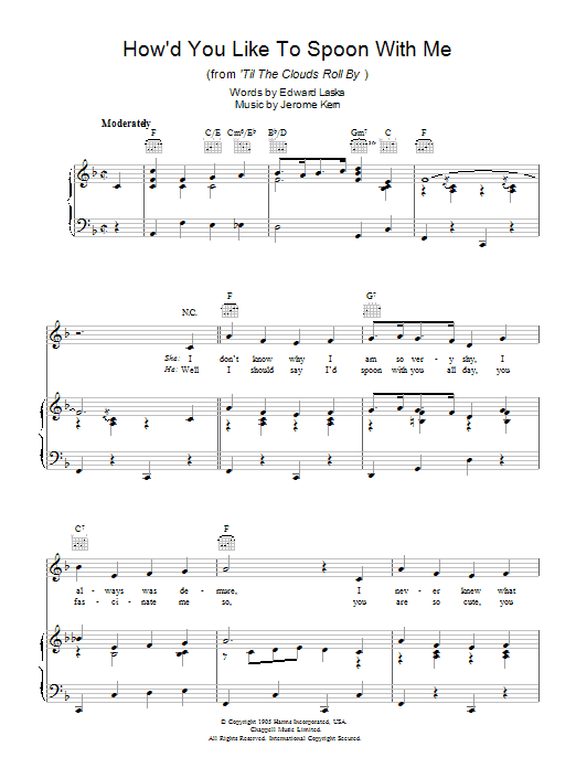 Jerome Kern How'd You Like To Spoon With Me Sheet Music