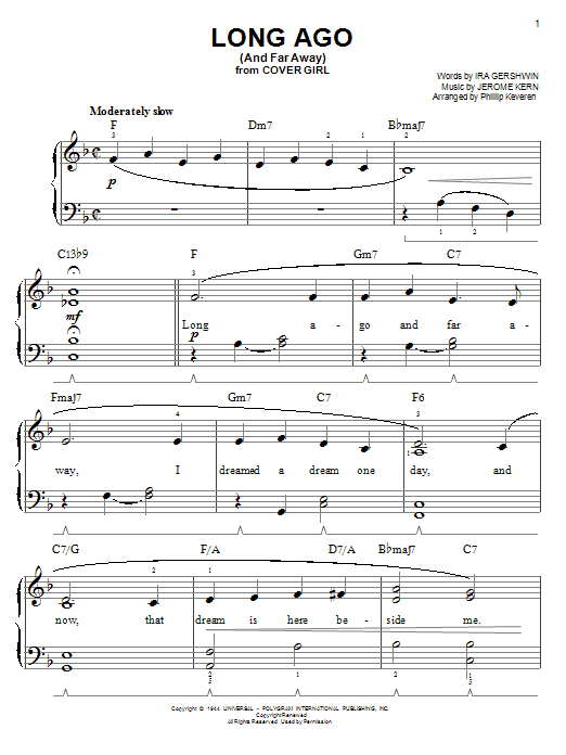 Jerome Kern Long Ago (And Far Away) (arr. Phillip Keveren) Sheet Music