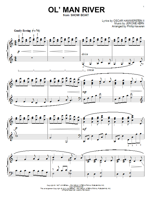 Jerome Kern Ol' Man River (arr. Phillip Keveren) Sheet Music
