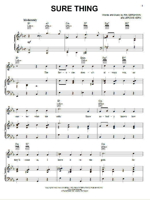 Jerome Kern Sure Thing Sheet Music