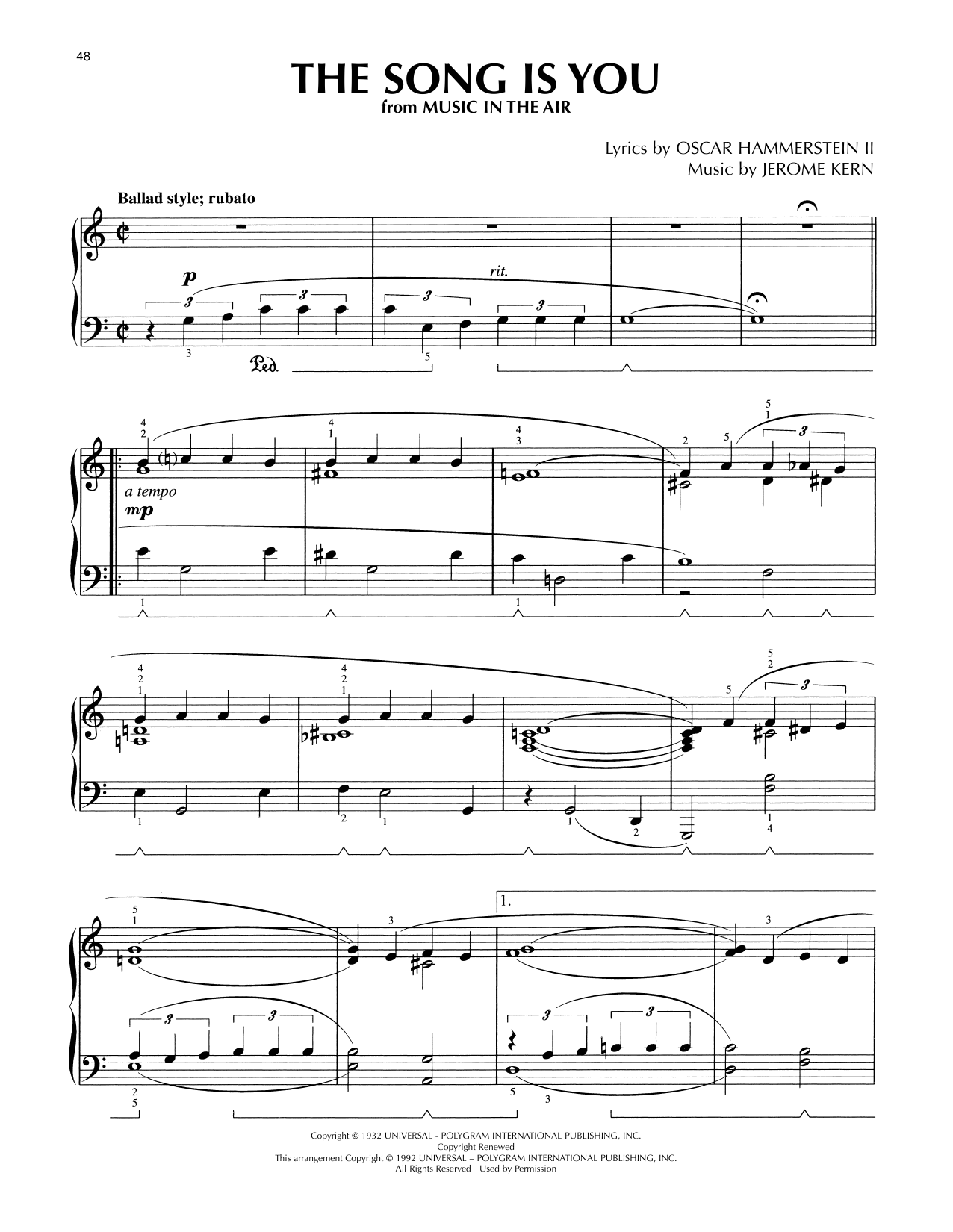 Jerome Kern The Song Is You (arr. Lee Evans) Sheet Music