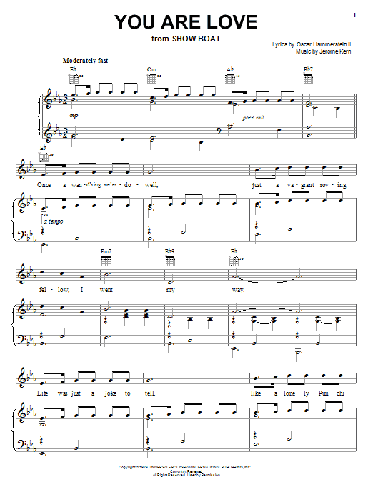 Jerome Kern You Are Love Sheet Music