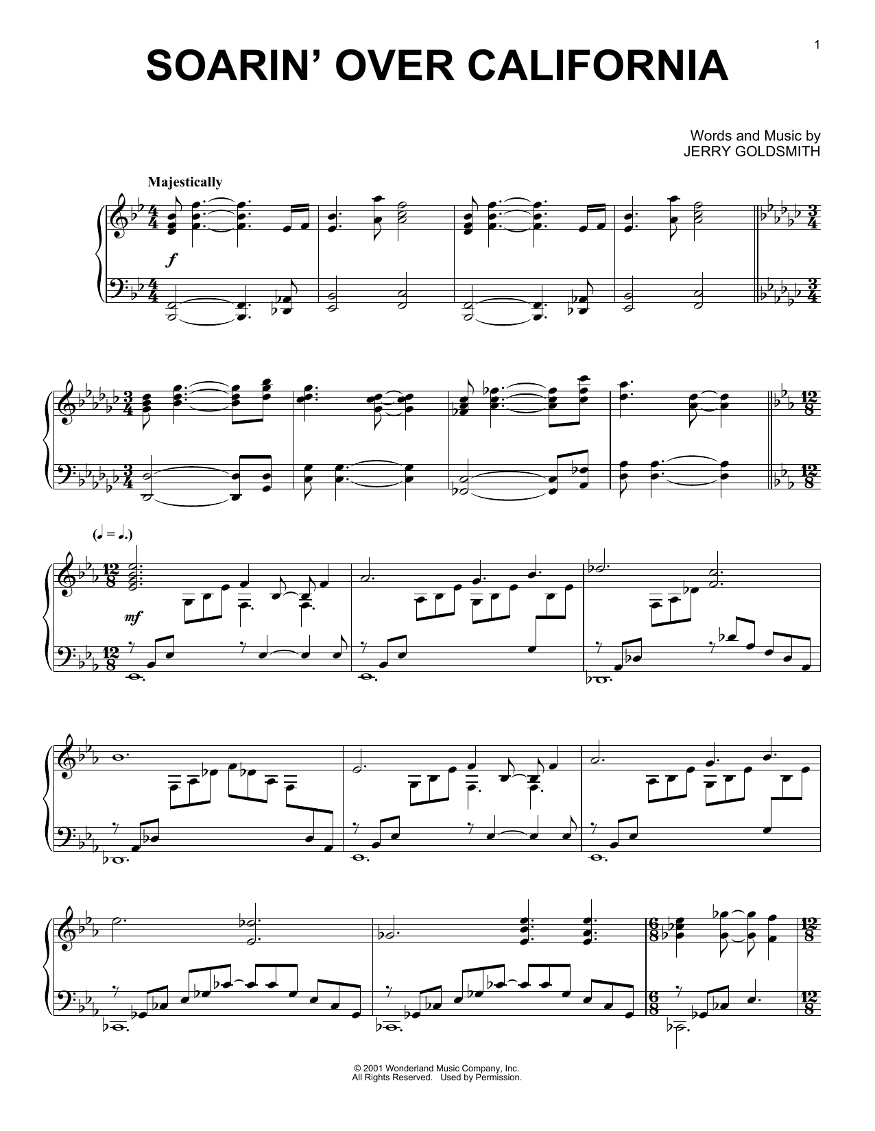 Jerry Goldsmith Soarin' Over California Sheet Music