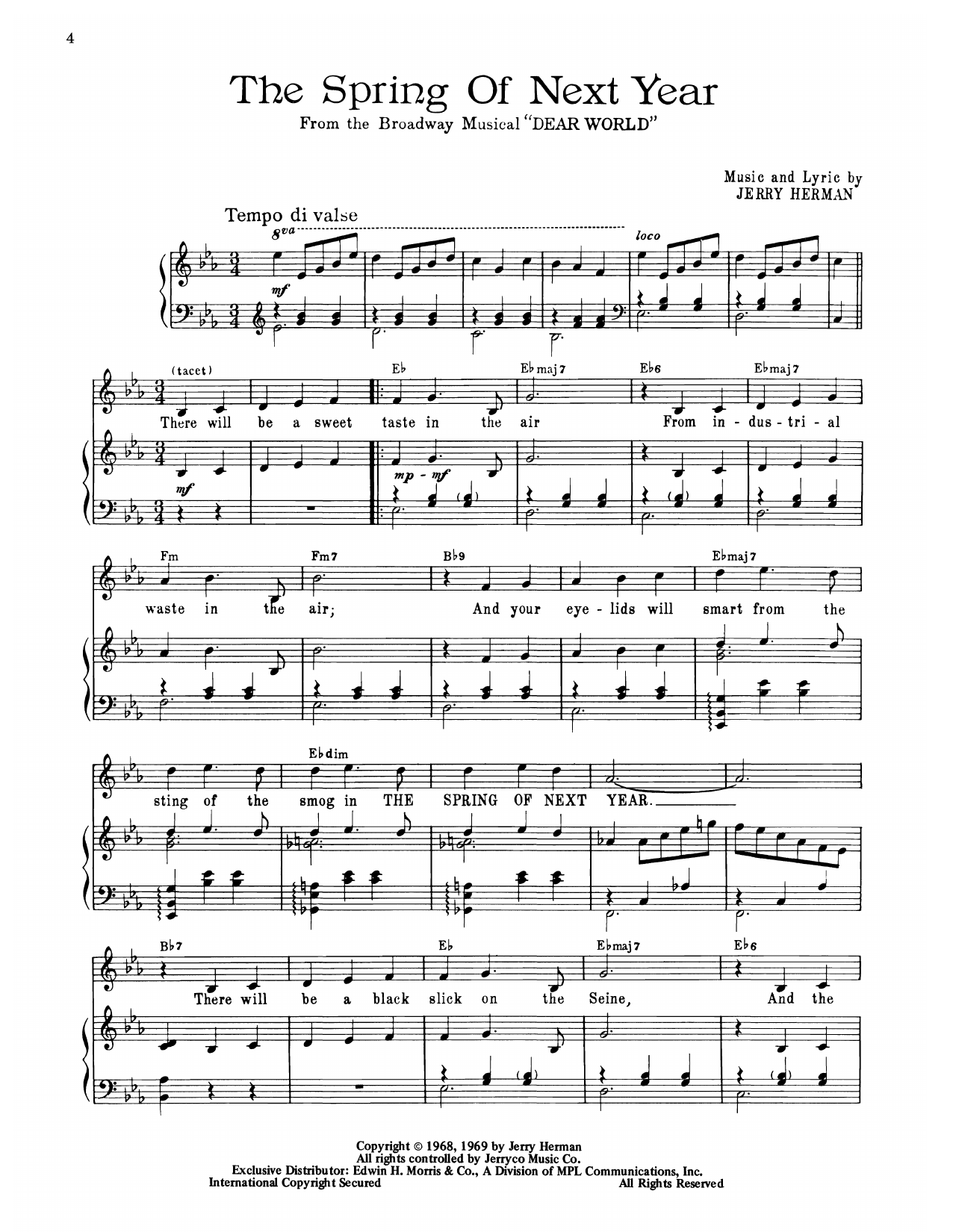 Jerry Herman The Spring Of Next Year (from Dear World) Sheet Music