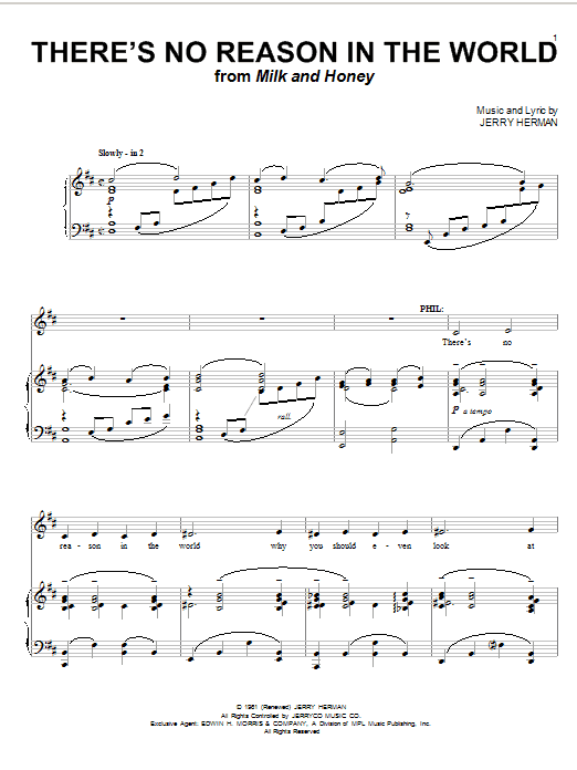 Jerry Herman There's No Reason In The World Sheet Music
