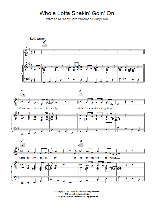 Jerry Lee Lewis Whole Lotta Shakin' Goin' On Sheet Music
