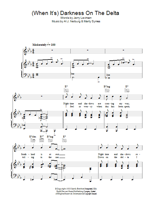 Jerry Levinson (When It's) Darkness On The Delta Sheet Music