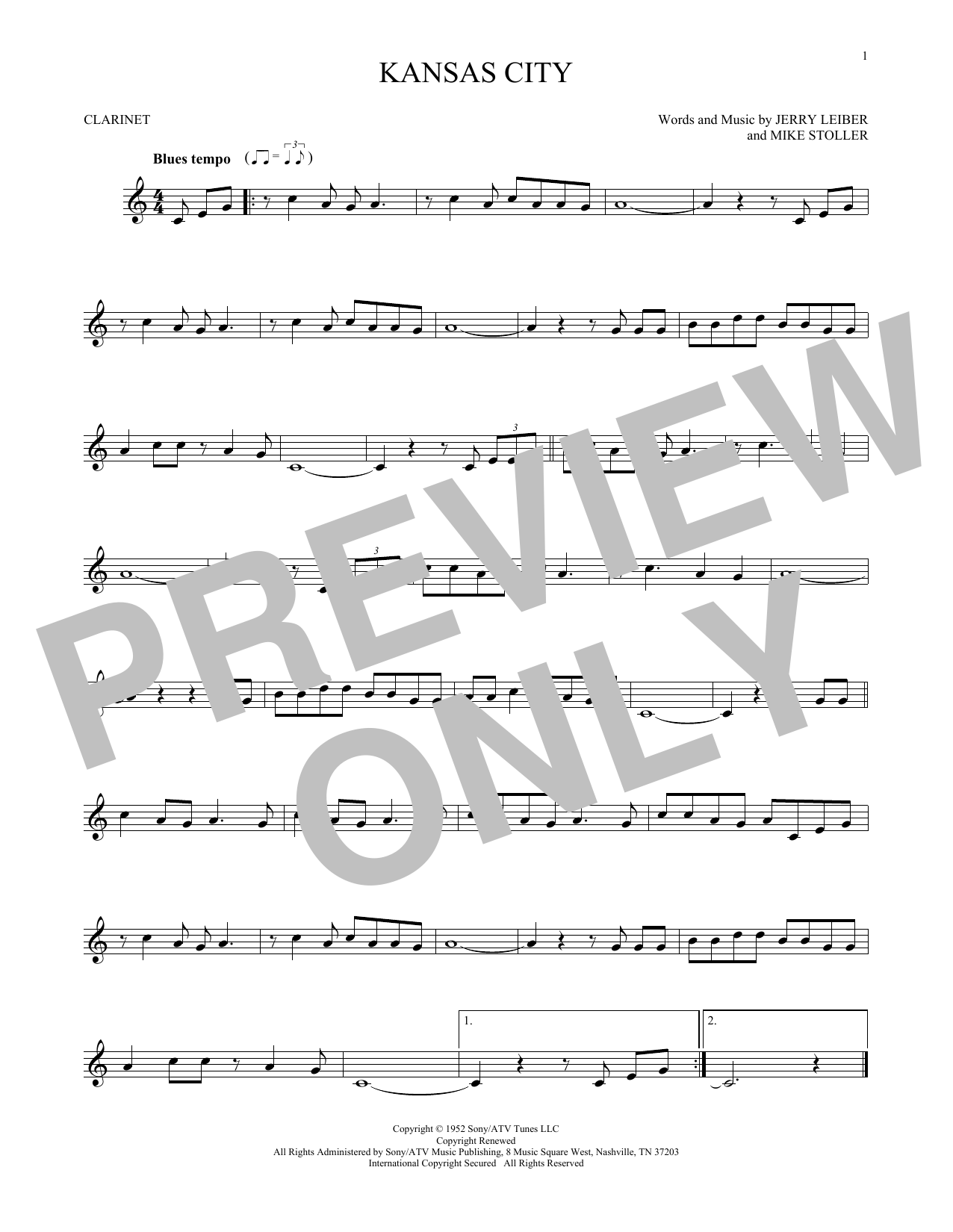 Jerry Lieber & Mike Stoller Kansas City Sheet Music
