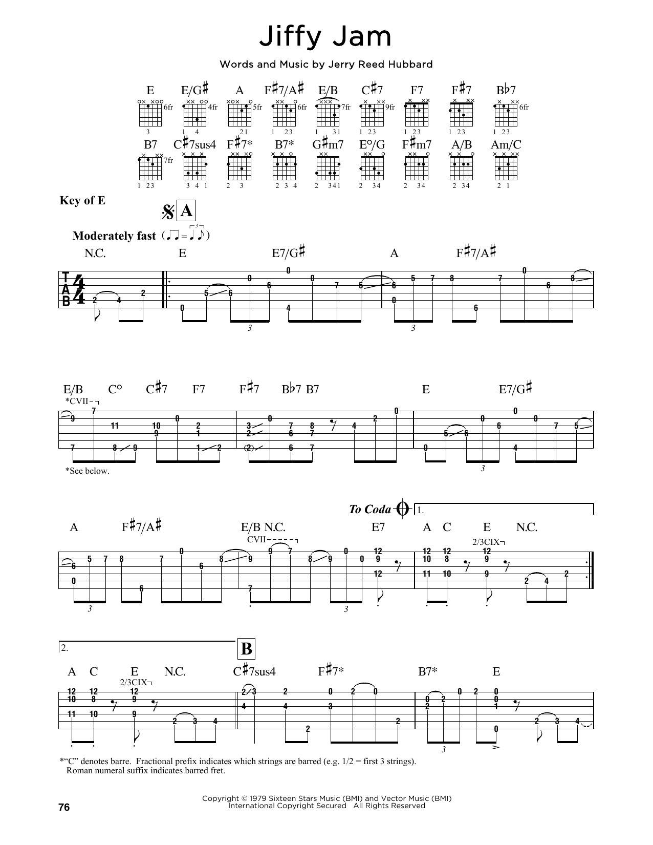 Jerry Reed Jiffy Jam Sheet Music