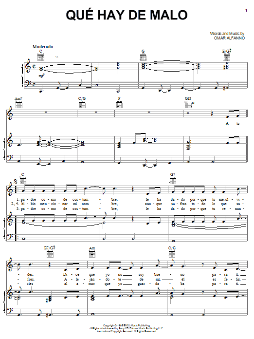 Jerry Rivera Que Hay De Malo Sheet Music