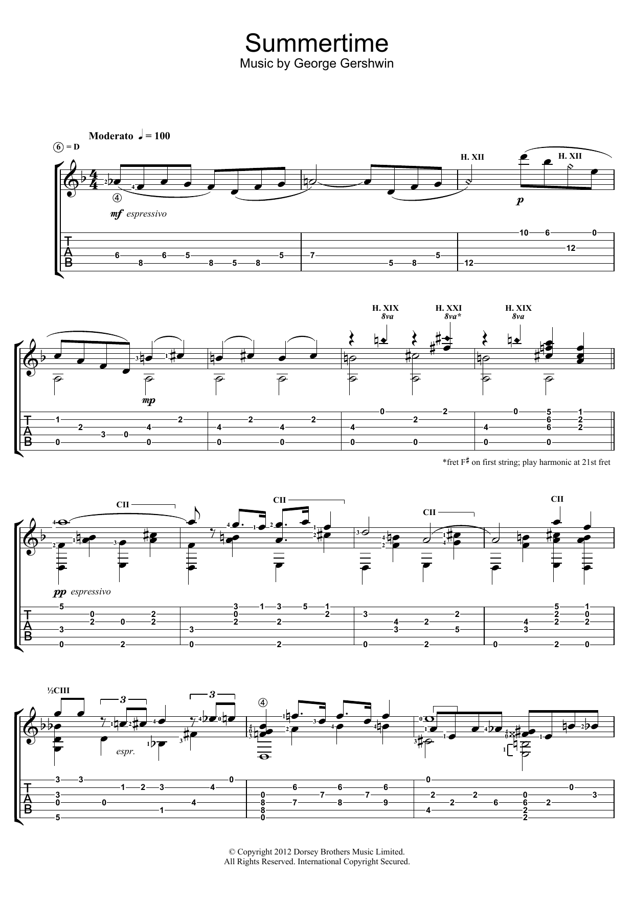 Jerry Willard Summertime Sheet Music