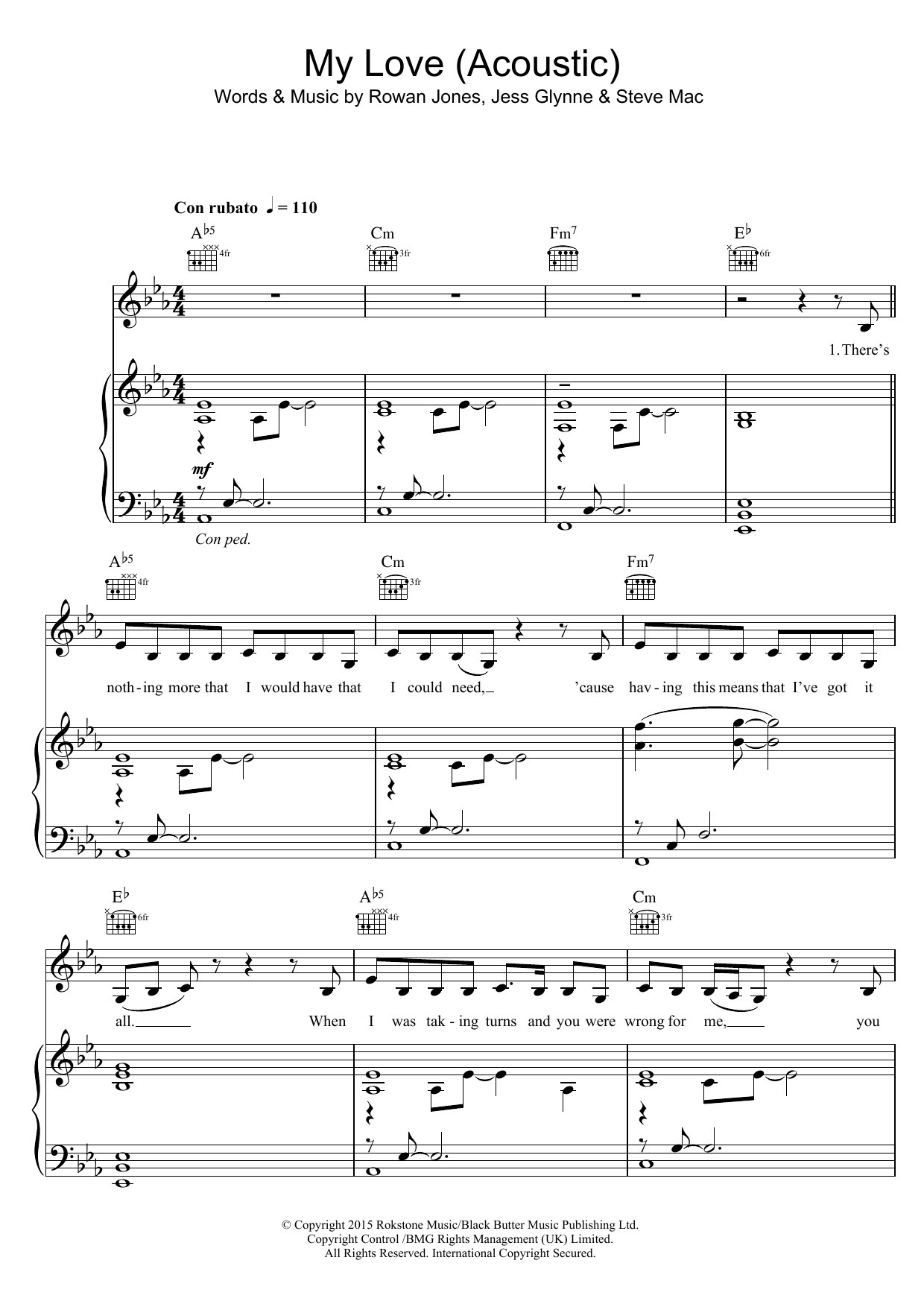 Jess Glynne My Love (Acoustic) Sheet Music