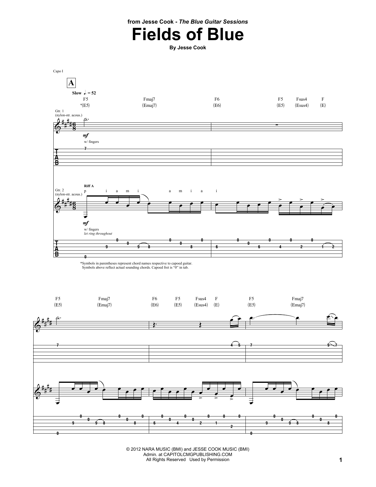 Jesse Cook Fields Of Blue Sheet Music