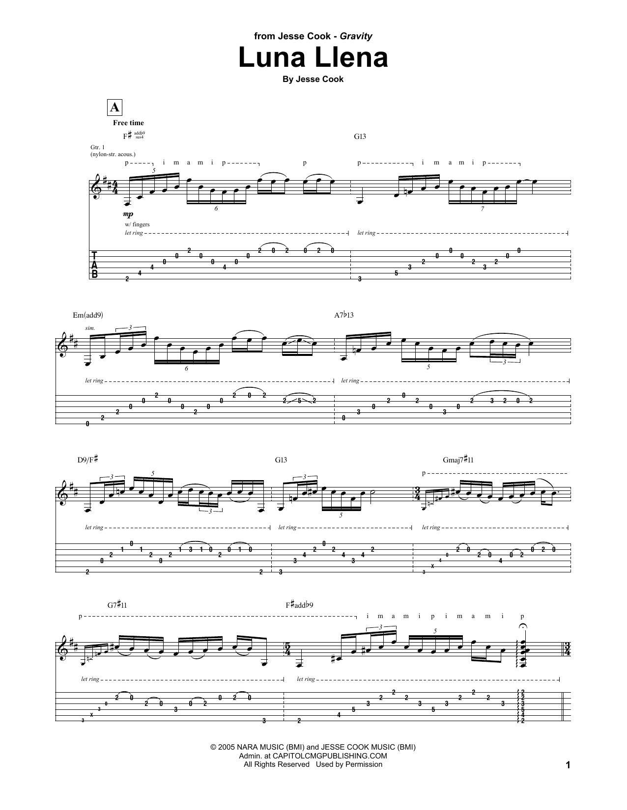 Jesse Cook Luna Llena Sheet Music