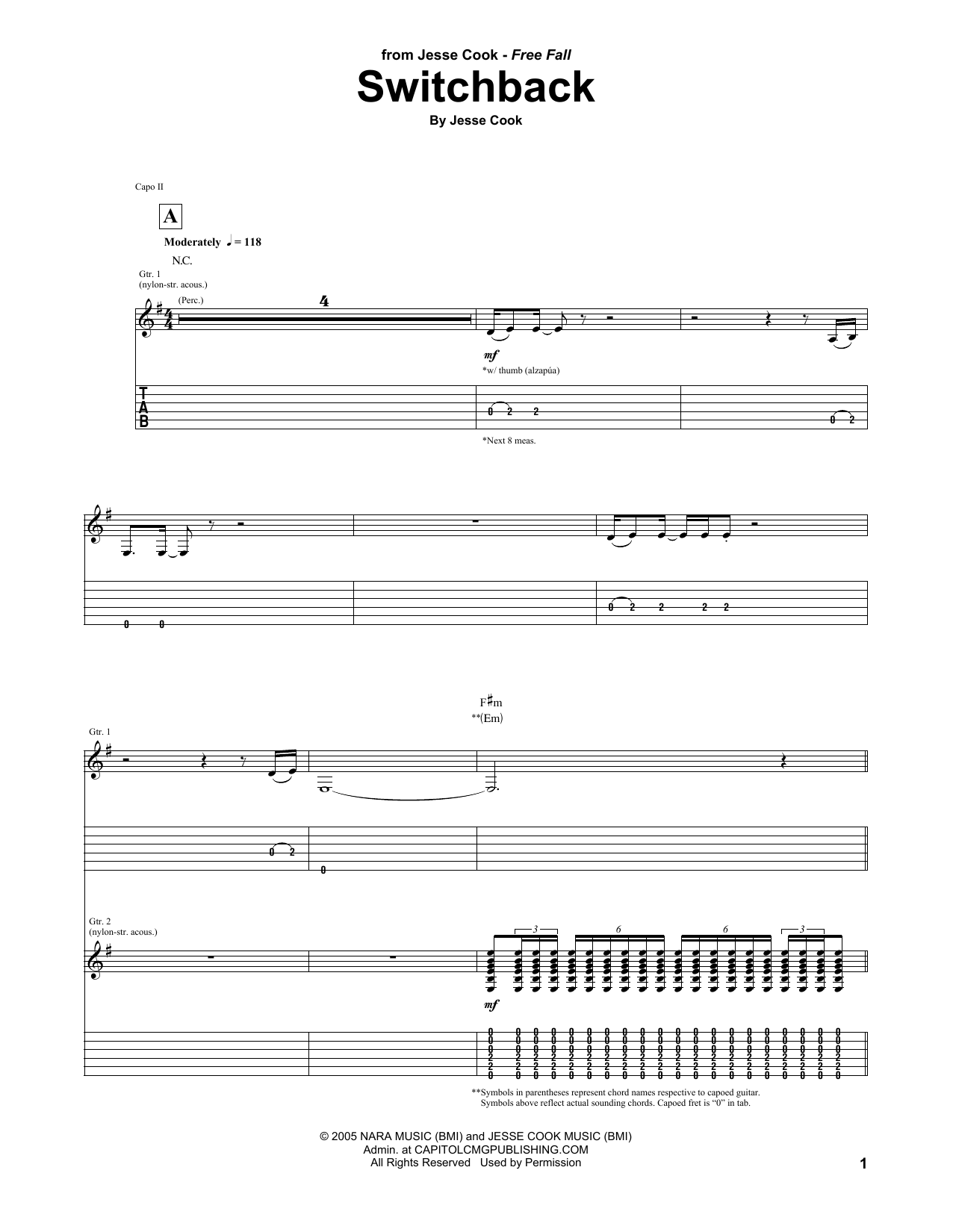 Jesse Cook Switchback Sheet Music