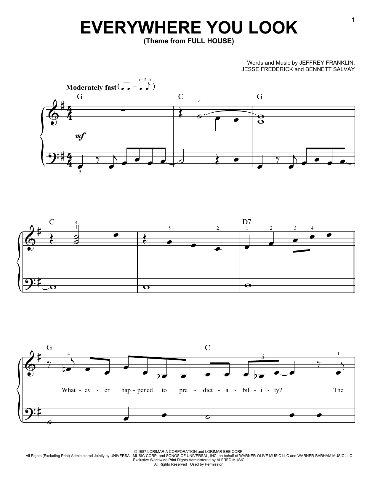 Jesse Frederick Everywhere You Look (Theme from Full House) Sheet Music