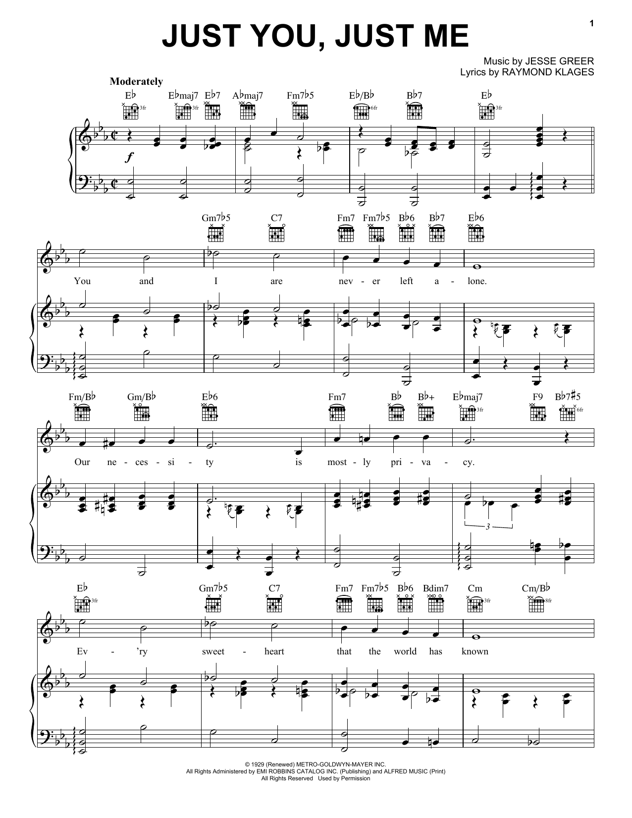 Jesse Greer Just You, Just Me Sheet Music