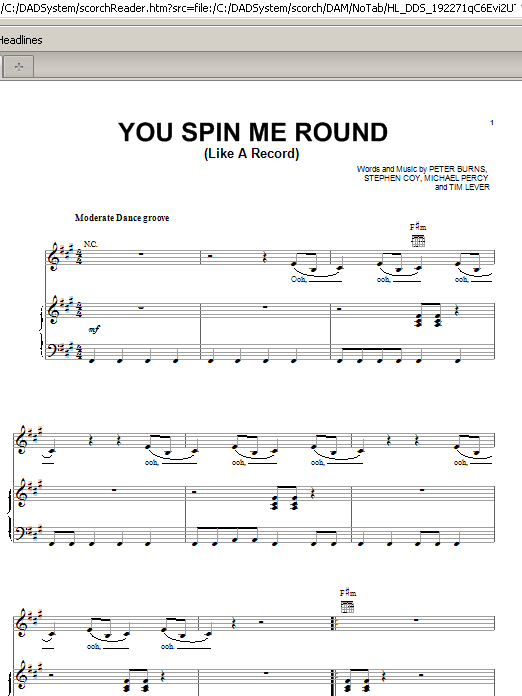 Jessica Simpson You Spin Me Round (Like A Record) Sheet Music