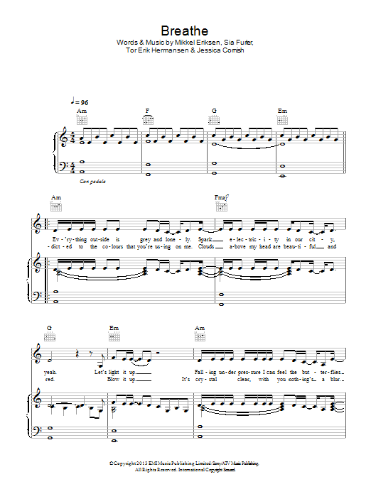 Jessie J Breathe Sheet Music