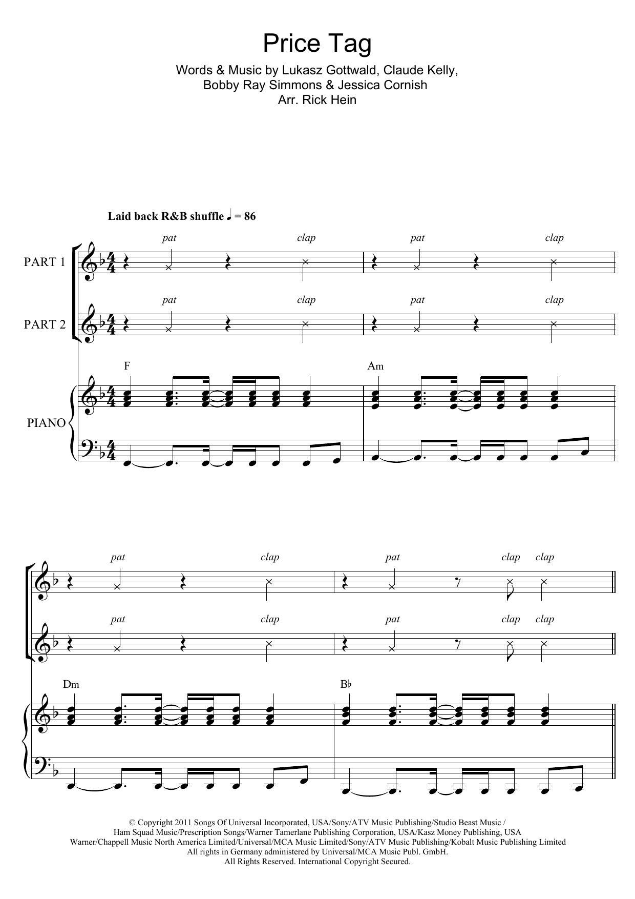 Jessie J Price Tag (arr. Rick Hein) Sheet Music