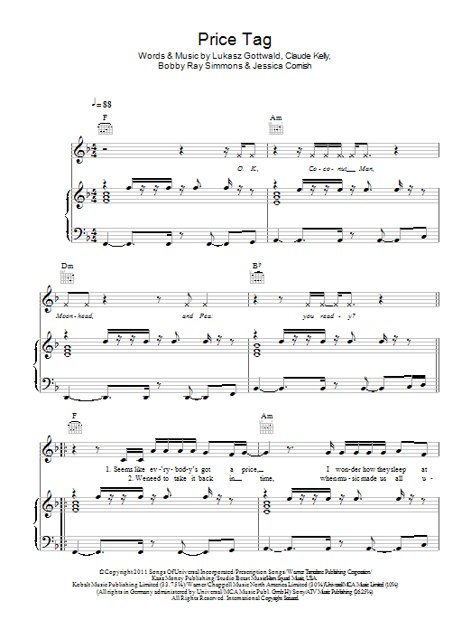 Jessie J Price Tag Sheet Music