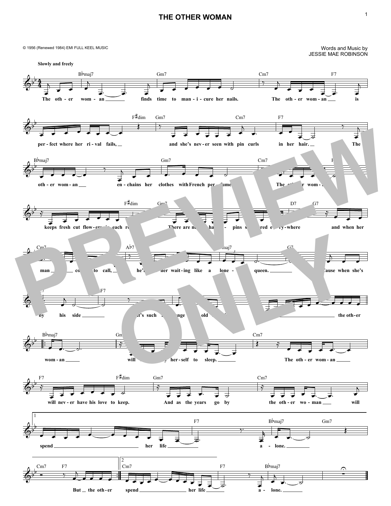 Jessie Robinson The Other Woman Sheet Music