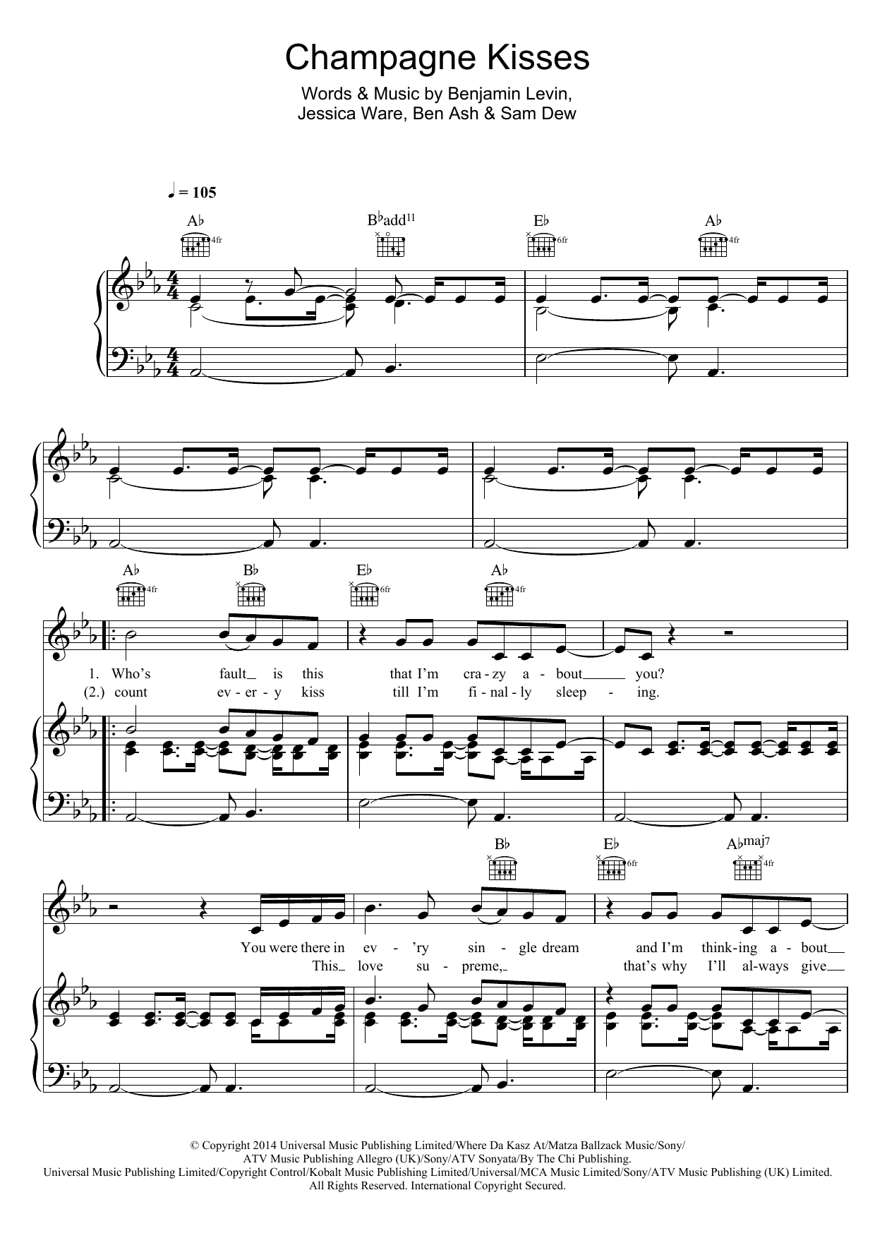 Jessie Ware Champagne Kisses Sheet Music