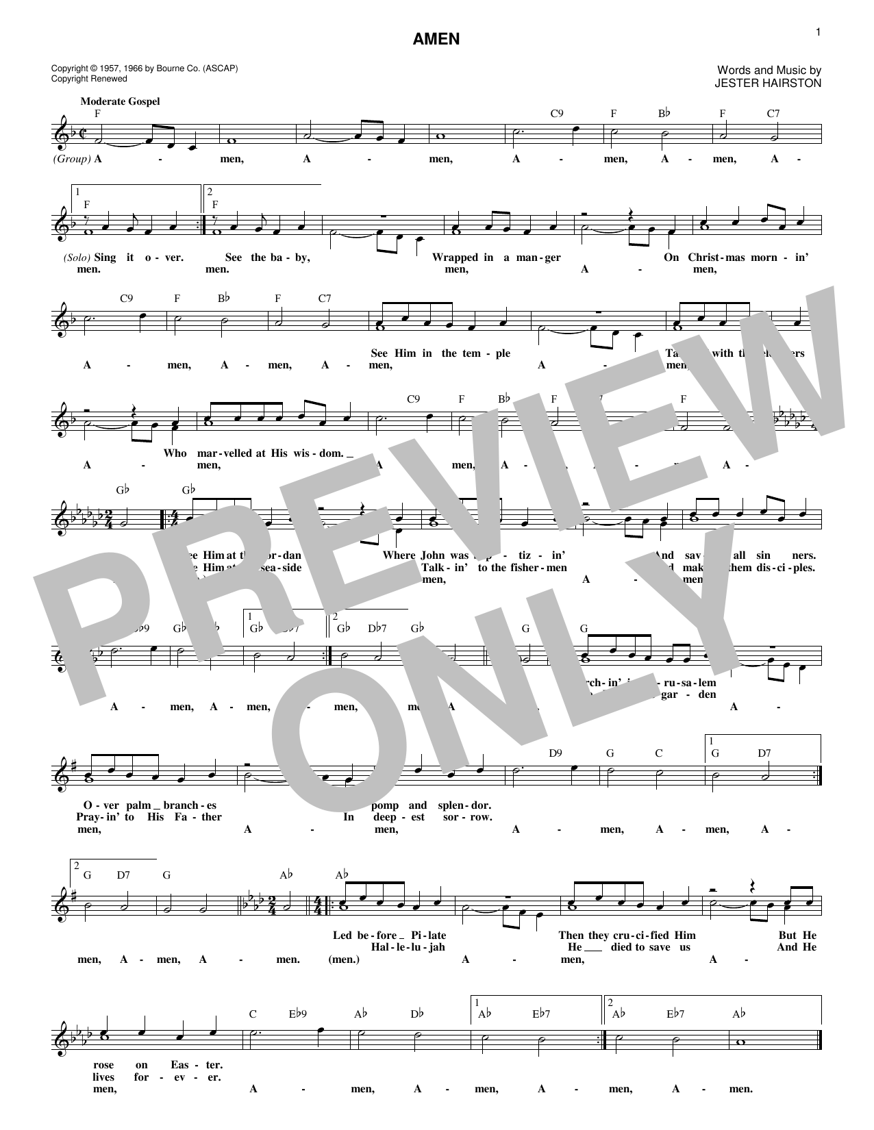 Jester Hairston Amen Sheet Music
