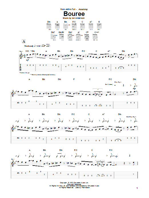 Jethro Tull Bouree Sheet Music
