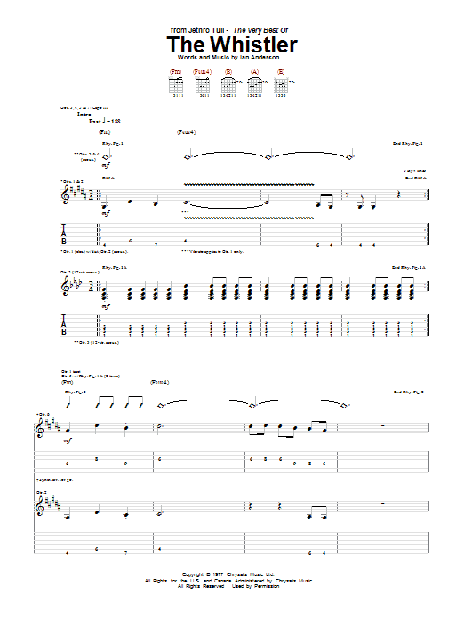 Jethro Tull The Whistler Sheet Music