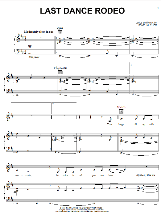 Jewel Last Dance Rodeo Sheet Music