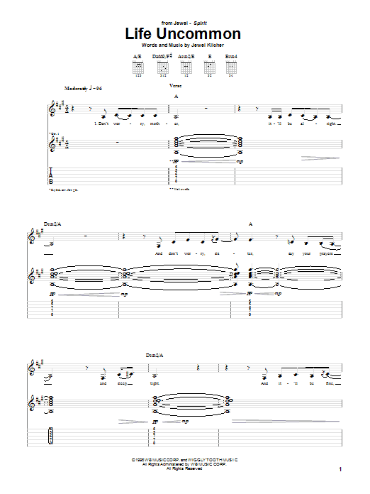 Jewel Life Uncommon Sheet Music