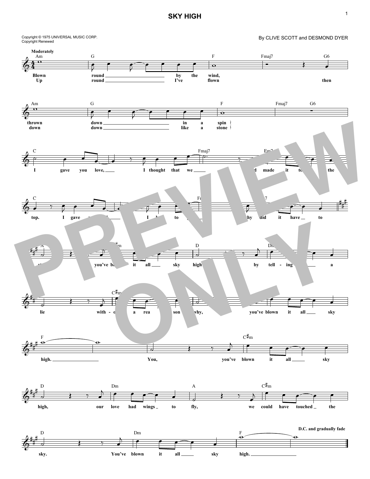 Jigsaw Sky High Sheet Music