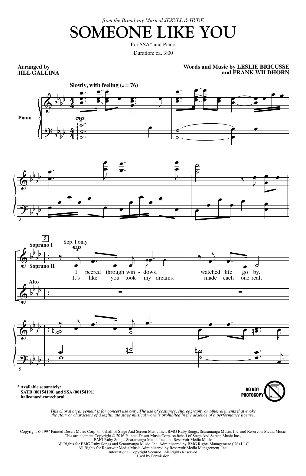 Jill Gallina Someone Like You Sheet Music