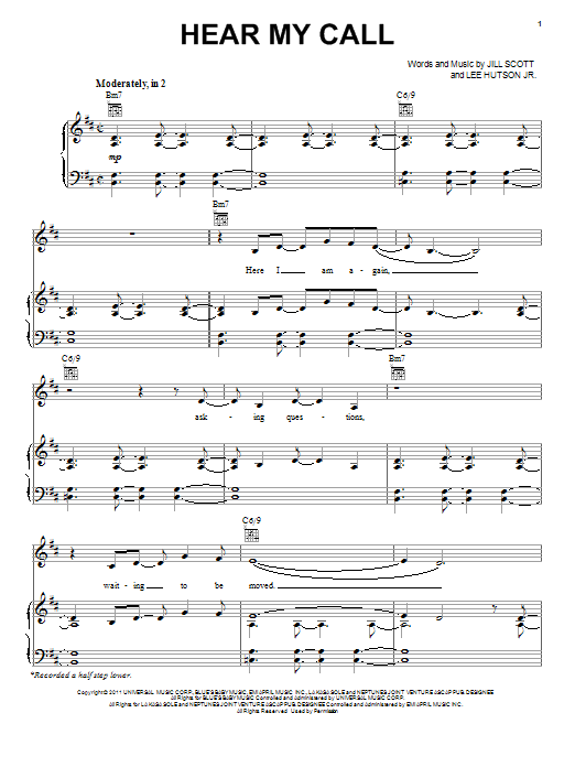 Jill Scott Hear My Call Sheet Music