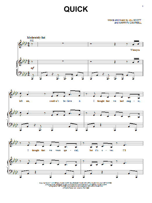 Jill Scott Quick Sheet Music