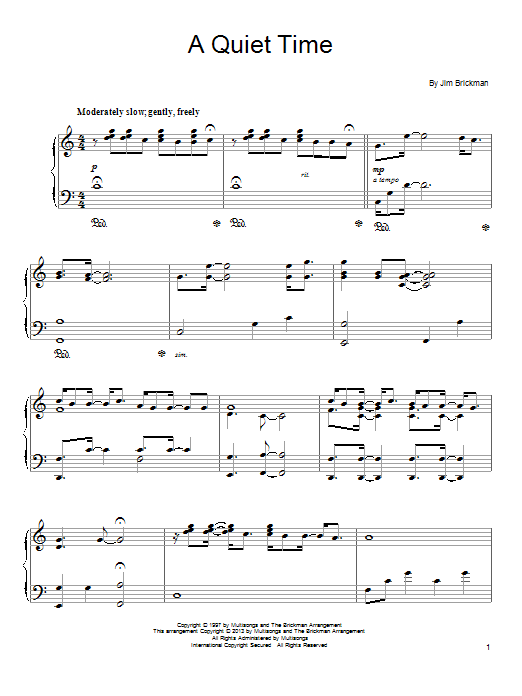 Jim Brickman A Quiet Time Sheet Music