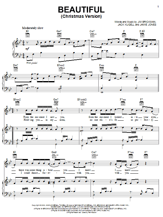 Jim Brickman Beautiful (Christmas Version) Sheet Music