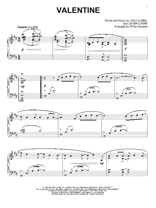 Jim Brickman with Martina McBride Valentine (arr. Phillip Keveren) Sheet Music