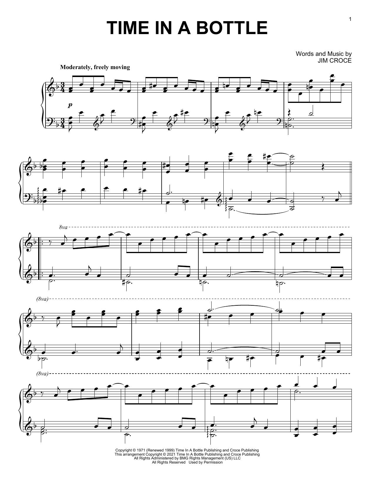 Jim Croce Time In A Bottle [Classical version] Sheet Music