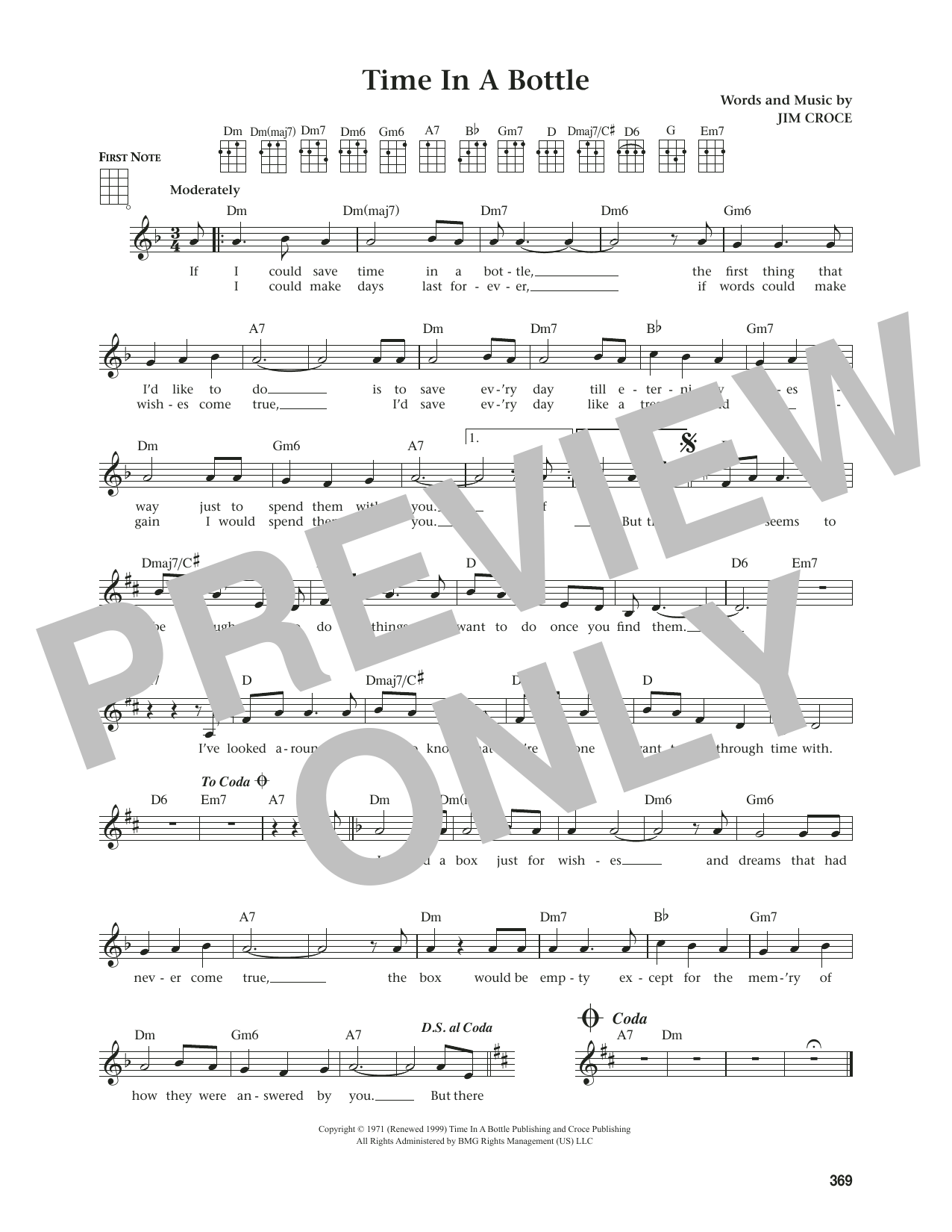 Jim Croce Time In A Bottle (from The Daily Ukulele) (arr. Jim Beloff) Sheet Music