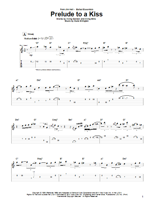 Jim Hall Prelude To A Kiss Sheet Music