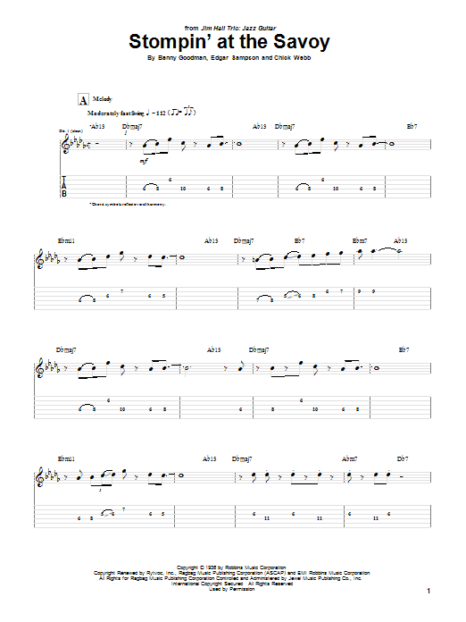 Jim Hall Stompin' At The Savoy Sheet Music