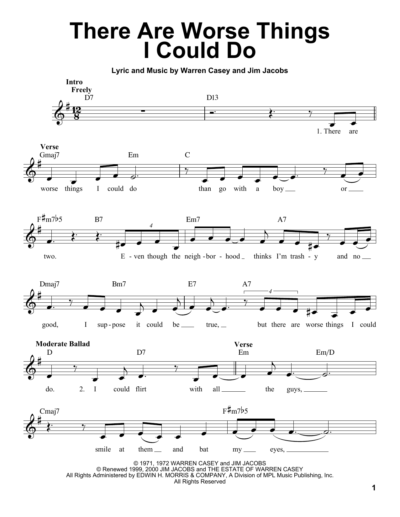 Jim Jacobs There Are Worse Things I Could Do Sheet Music