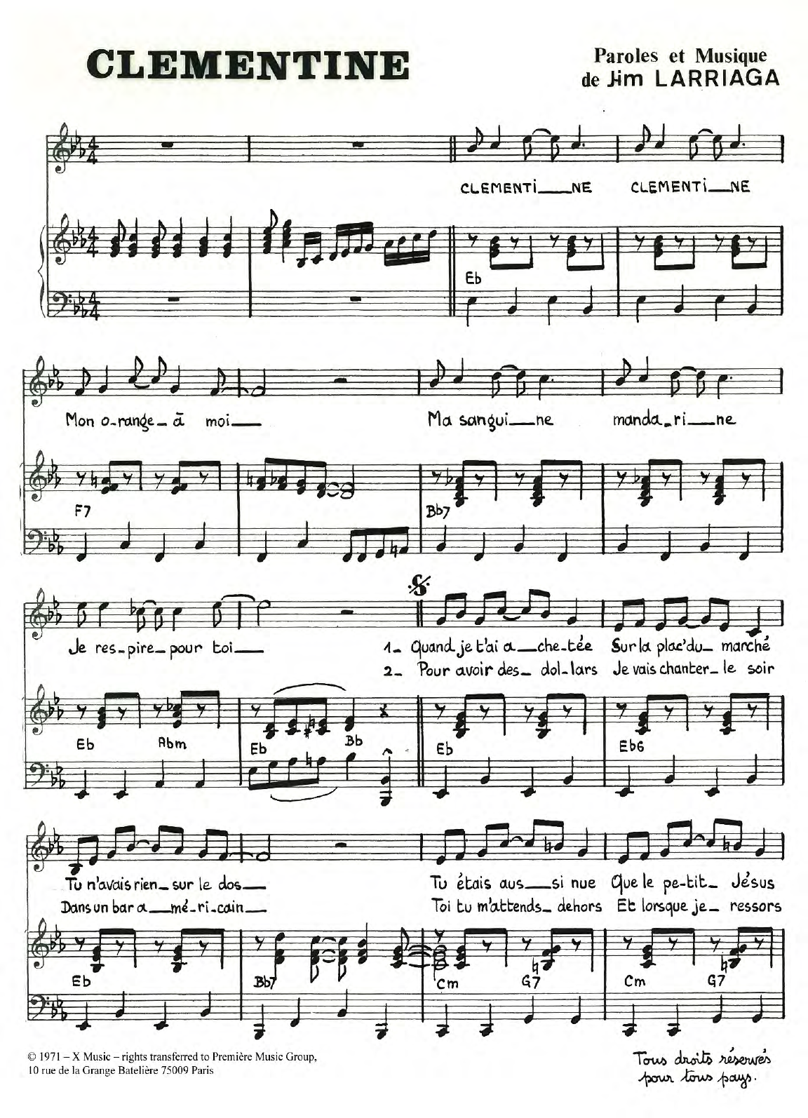 Jim Larriaga Clementine Sheet Music
